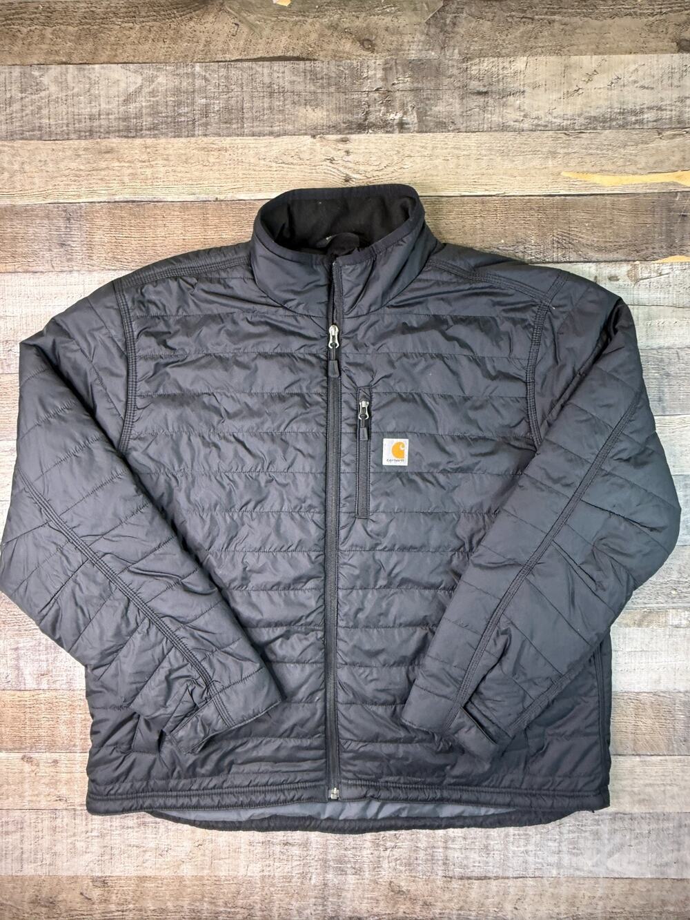 Carhartt Rain Defender Gilliam Jacket Mens XL Black Relaxed Fit Quilted Puffer